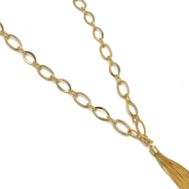 Gold Link Chains With Tassel Necklace