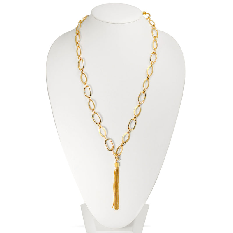 Gold Link Chains With Tassel Necklace