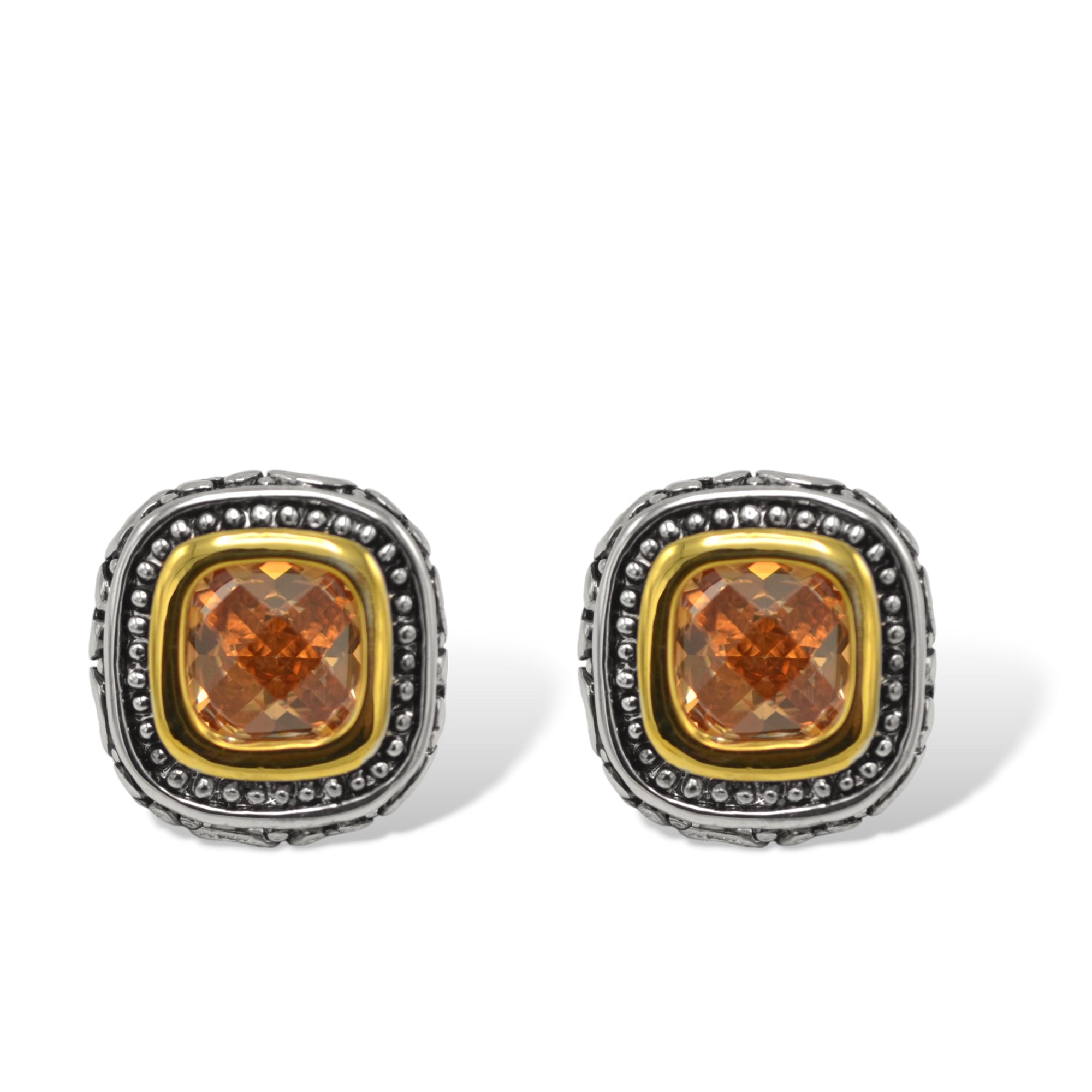 Two-Tone Crystal Square Earrings #23171ERExplore More Colors