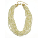 Gold Tone Metal Multi-Layer Faux Pearl Short Necklace