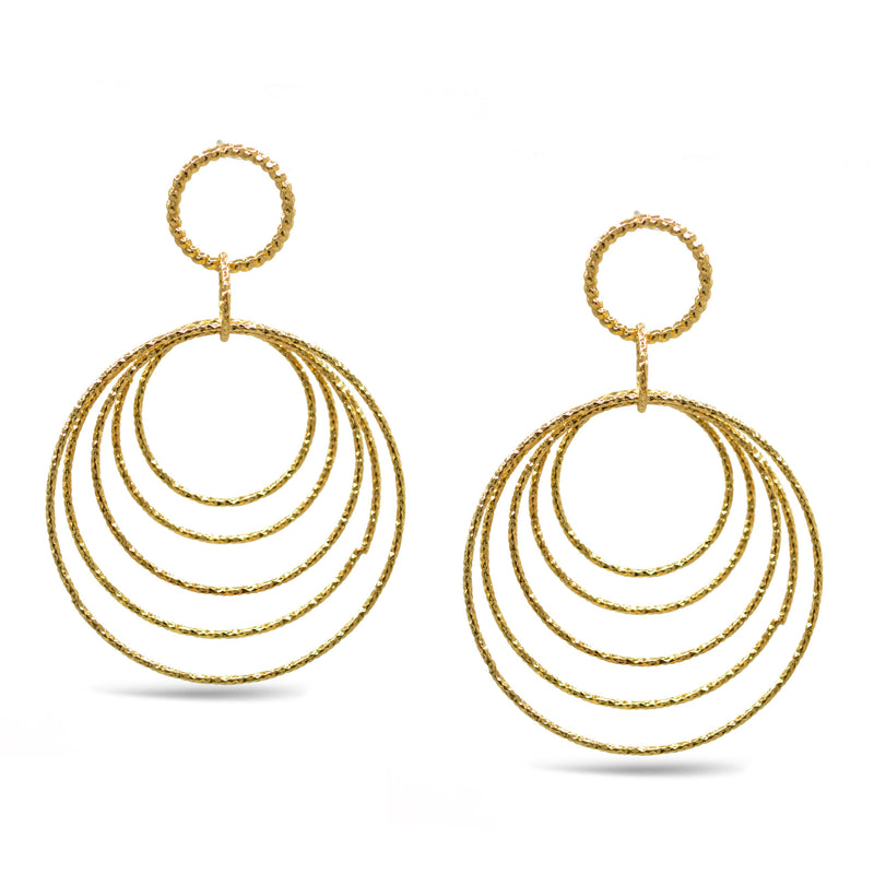 Gold circle drop earrings