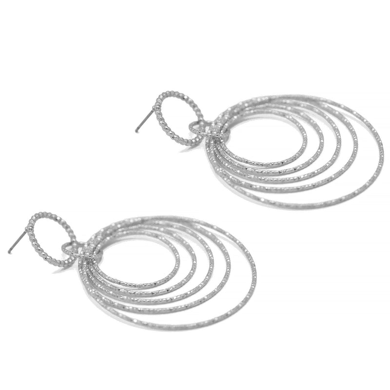 Silver circle drop earrings
