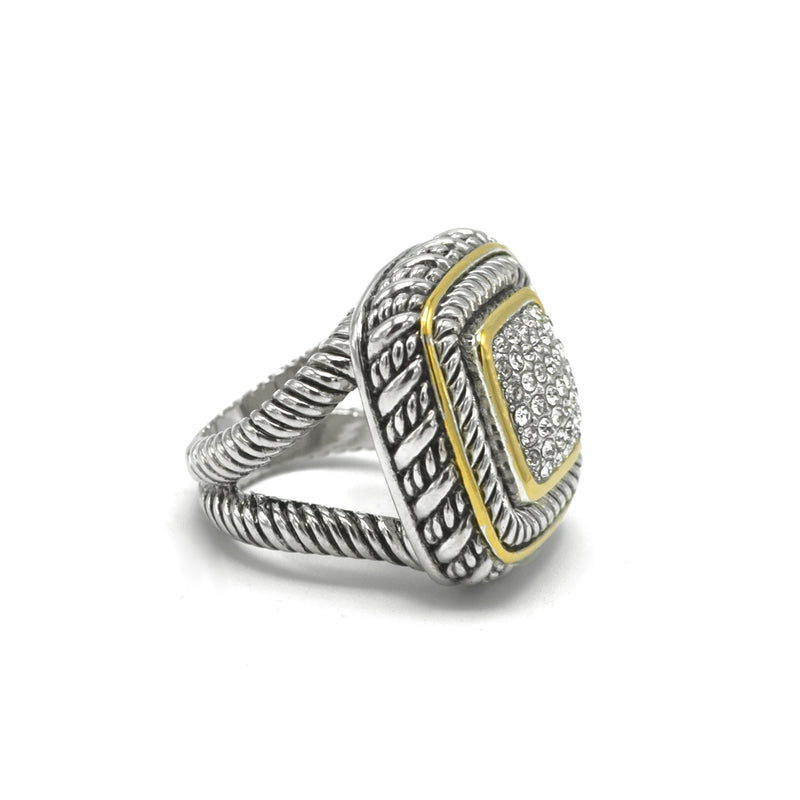 TWO-TONE CRYSTAL RING