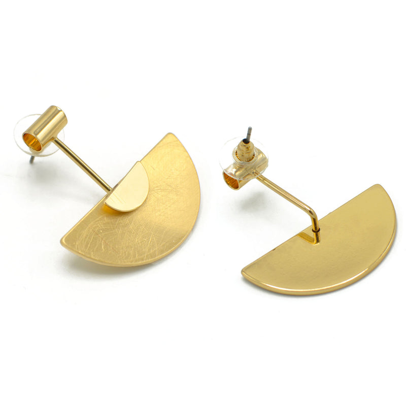Gold Semi Circle Drop Earrings