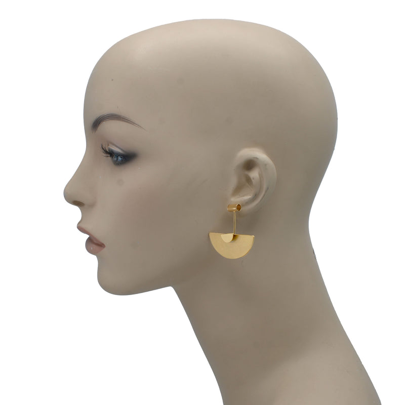 Gold Semi Circle Drop Earrings
