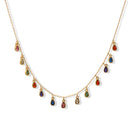 Gold Multi-Color Teardrop Charm Necklace – 16" Adjustable Chain