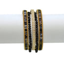 Multi-Strand Black Crystal & Gold-Tone Bracelet 7.9"