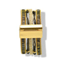 Multi-Strand Black Crystal & Gold-Tone Bracelet 7.9"