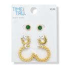 Gold-Tone Trio Earring Set – 3-Piece Stud & Hoop Collection