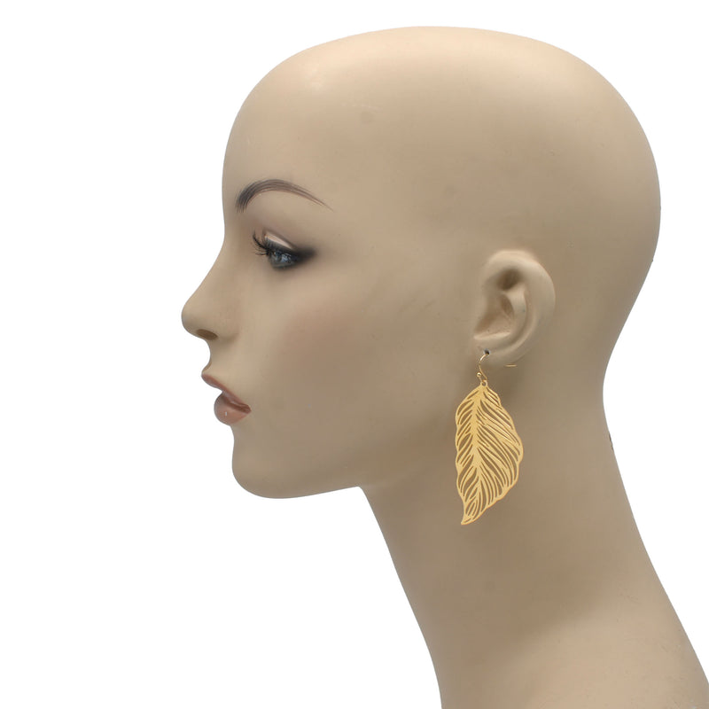 Gold Metal Leaf Earrings