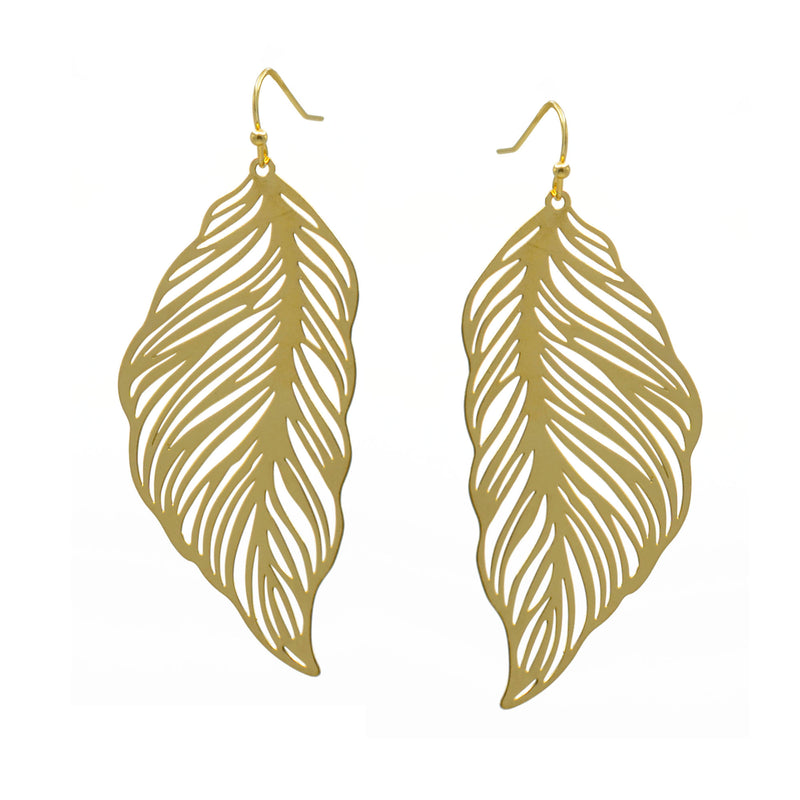 Gold Metal Leaf Earrings