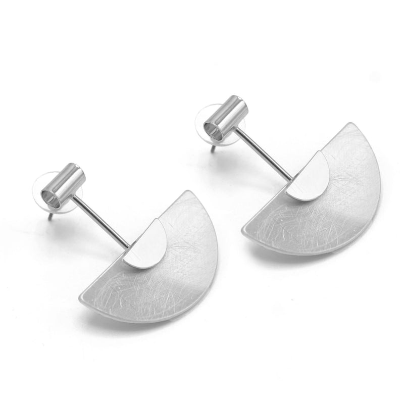 Silver Semi Circle Drop Earrings
