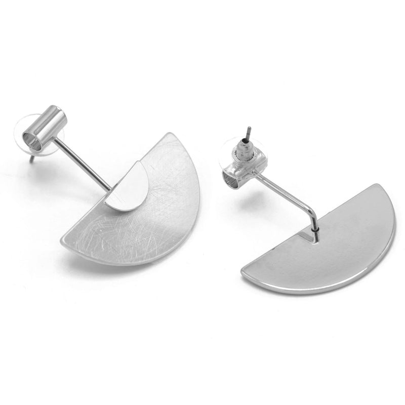 Silver Semi Circle Drop Earrings