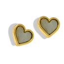 Solid Gold tone Heart Stud Earrings 0.5"