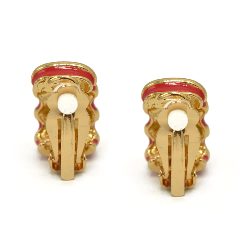Gold and Red epoxy Shrimp clip-on earrings