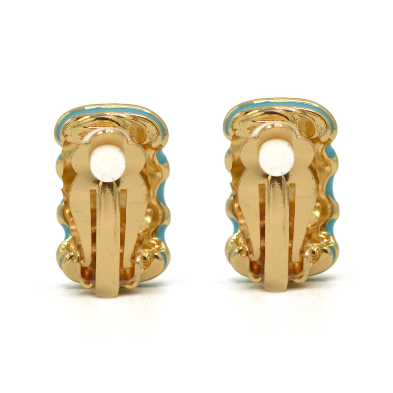 Gold and Turquoise epoxy Shrimp clip-on earrings