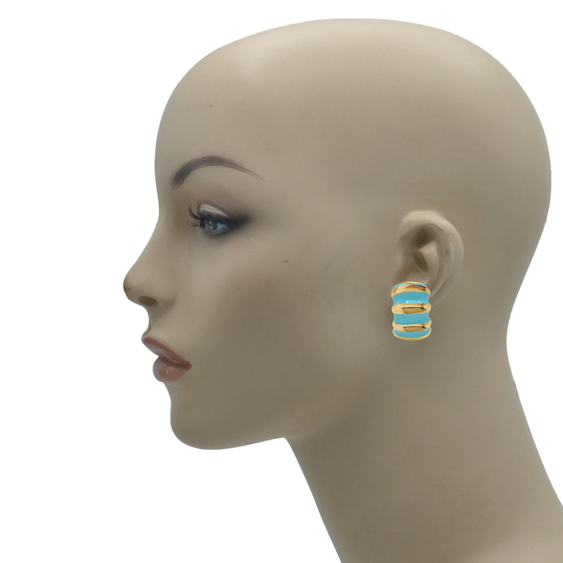 Gold and Turquoise epoxy Shrimp clip-on earrings