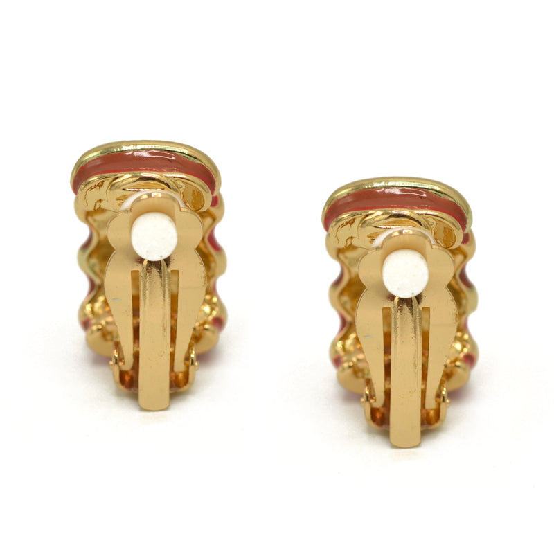 Gold and Brown epoxy Shrimp clip-on earrings