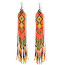 Multi-Color Bohemian Seed Bead Long Tassel Earrings – 6"