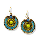 Boho Statement Earrings β Gold Dangle with Intricate Beadwork, 1.5 π¨ Color Options Available:π Purple & Gold π΅ Blue & Olive π  Orange & Brown