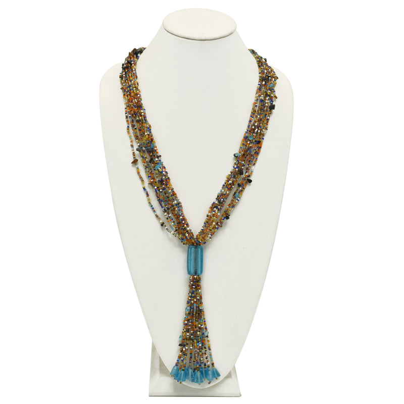 Multicolor multi layered Seed beads tassel long Necklace
