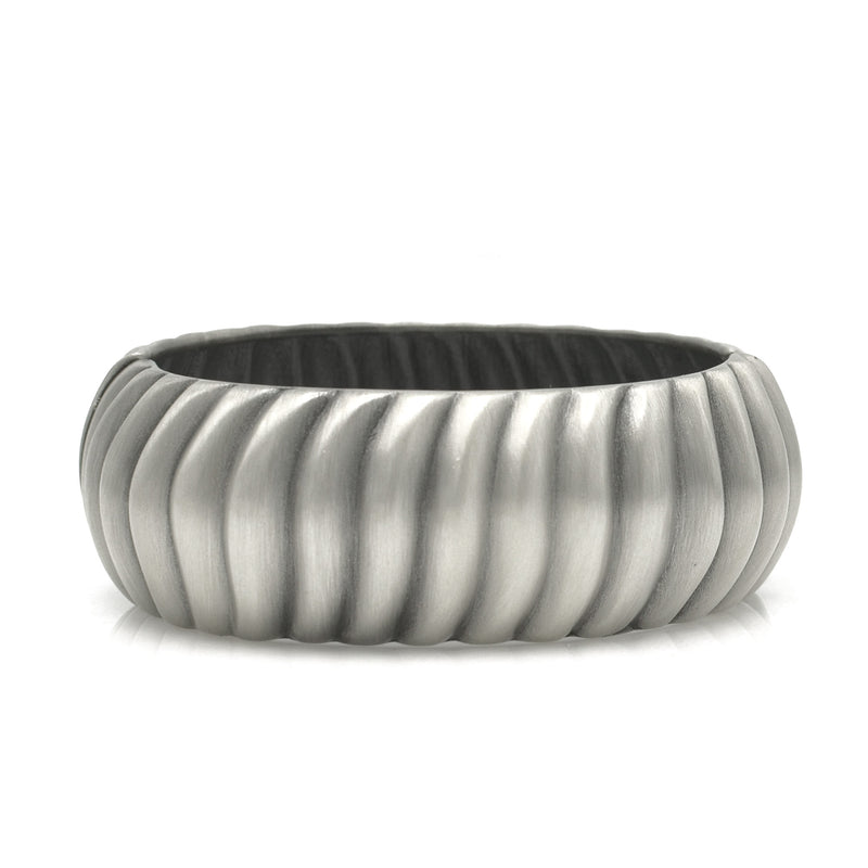 Silver Oxidized Wave  Hinged Bracelet
