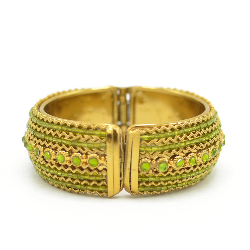Light Green Rhinestone and Seed Beads Boho Style Bracelet