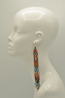 Multi-Color Bohemian Seed Bead Long Tassel Earrings – 7"