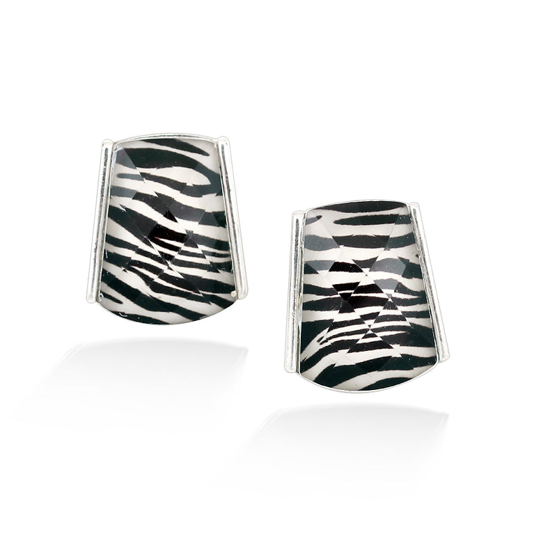 Silver-Tone Zebra Print Earrings