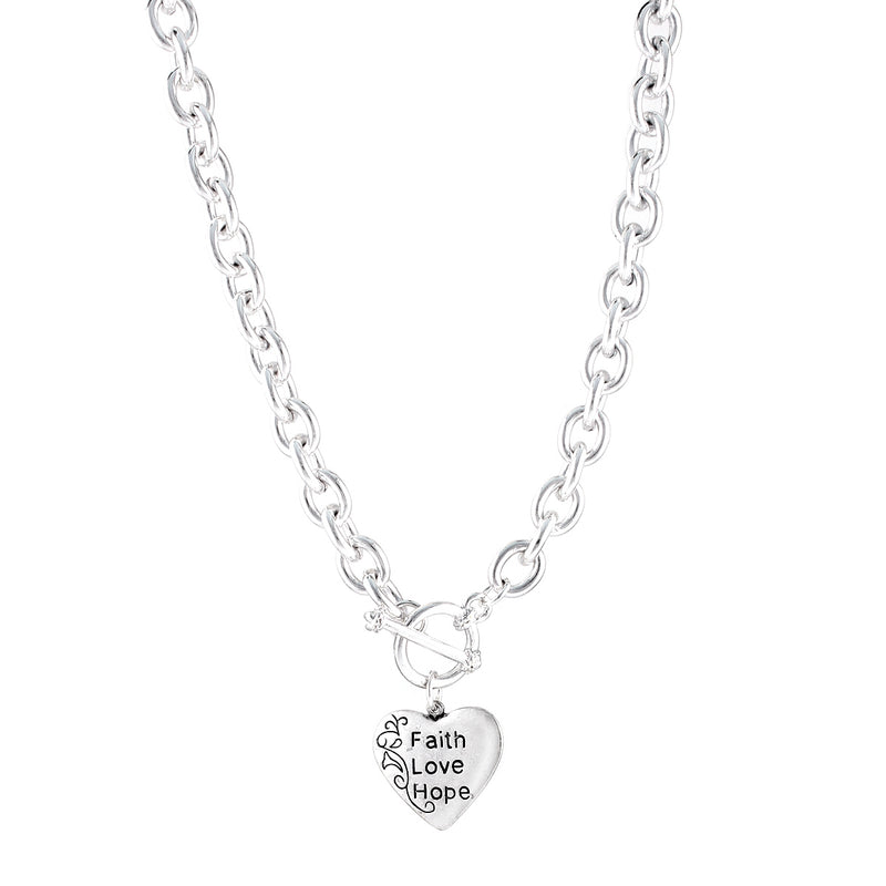 Silver Heart Pendant Chain Necklace