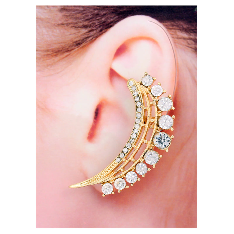 White Crystal Gold Ear Cuff