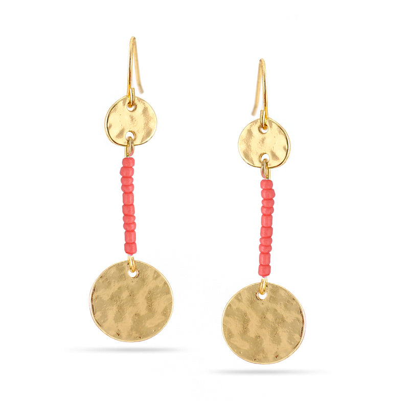 Gold-Tone Metal Coral Beads Drop Earrings