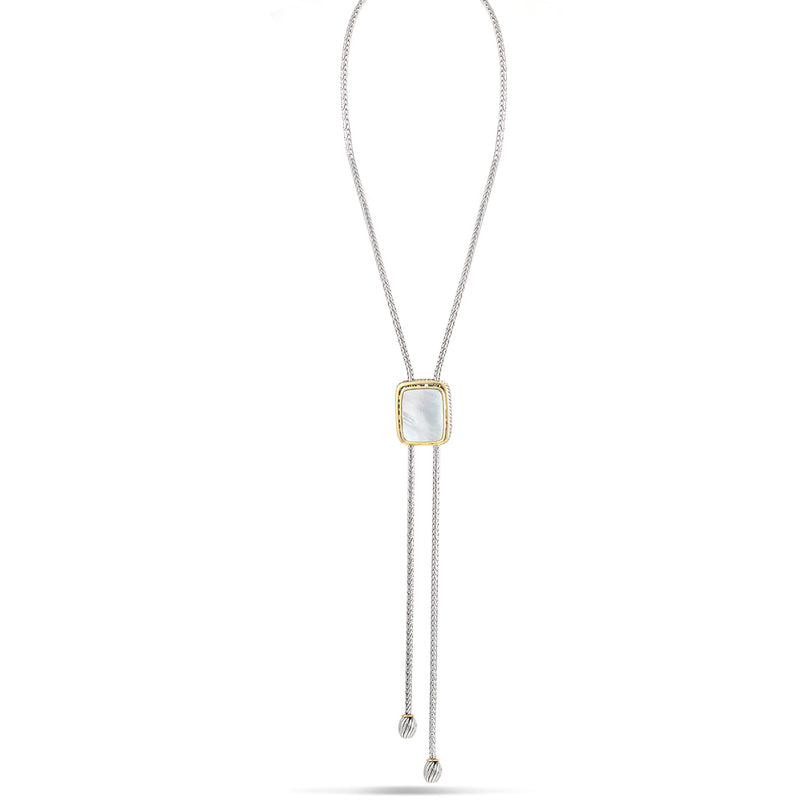 Gold And Silver-Tone Metal Mother Of Pearl Tassel Necklaces