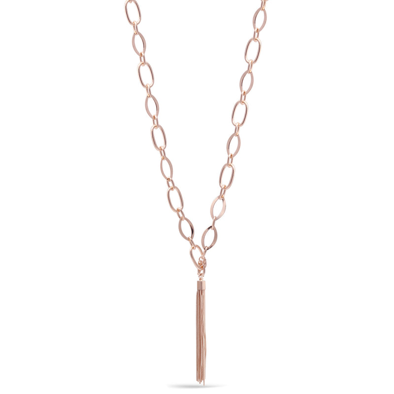 Rose Gold Link Tassel Long Necklace