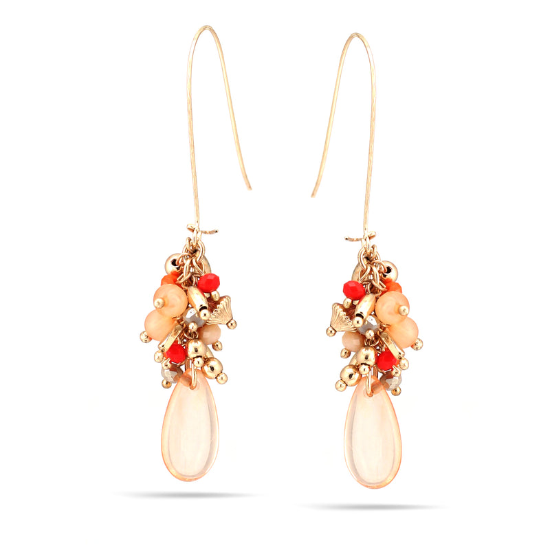 Gold-Tone Metal Peach And Coral Drop Earrings