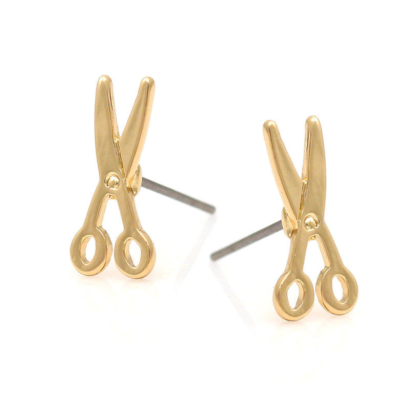 Gold Scissors Post Earrings
