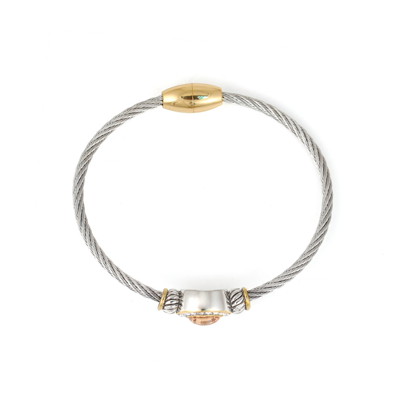 TWO TONE CHAMPAGNE CRYSTAL CLASSIC CABLE BRACELET62994BR-CHM (FG20)