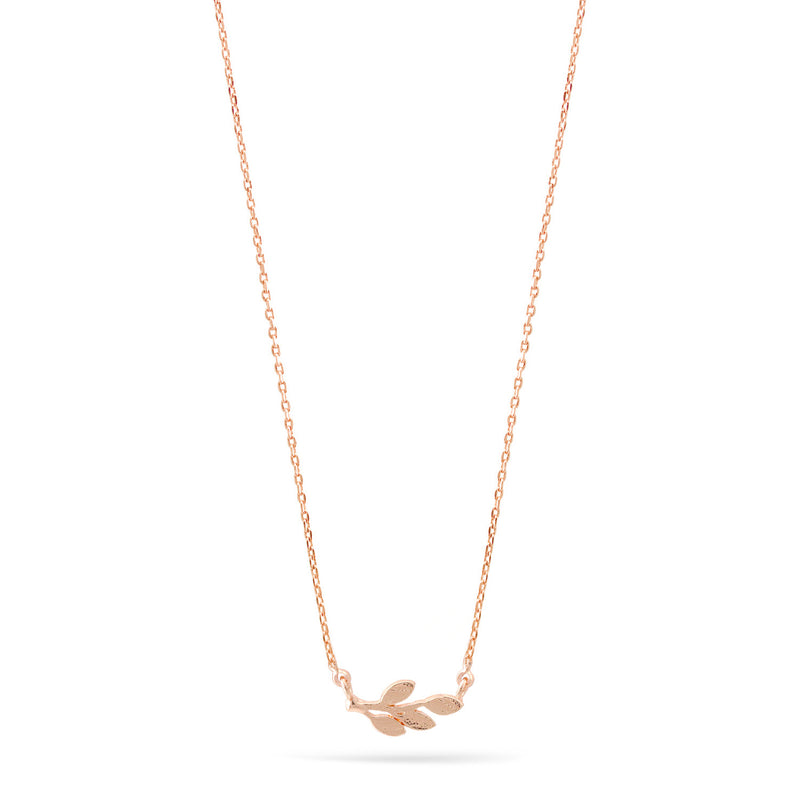 Rose Gold Small Leaf Pendant Adjustable Length Short Chain Necklace