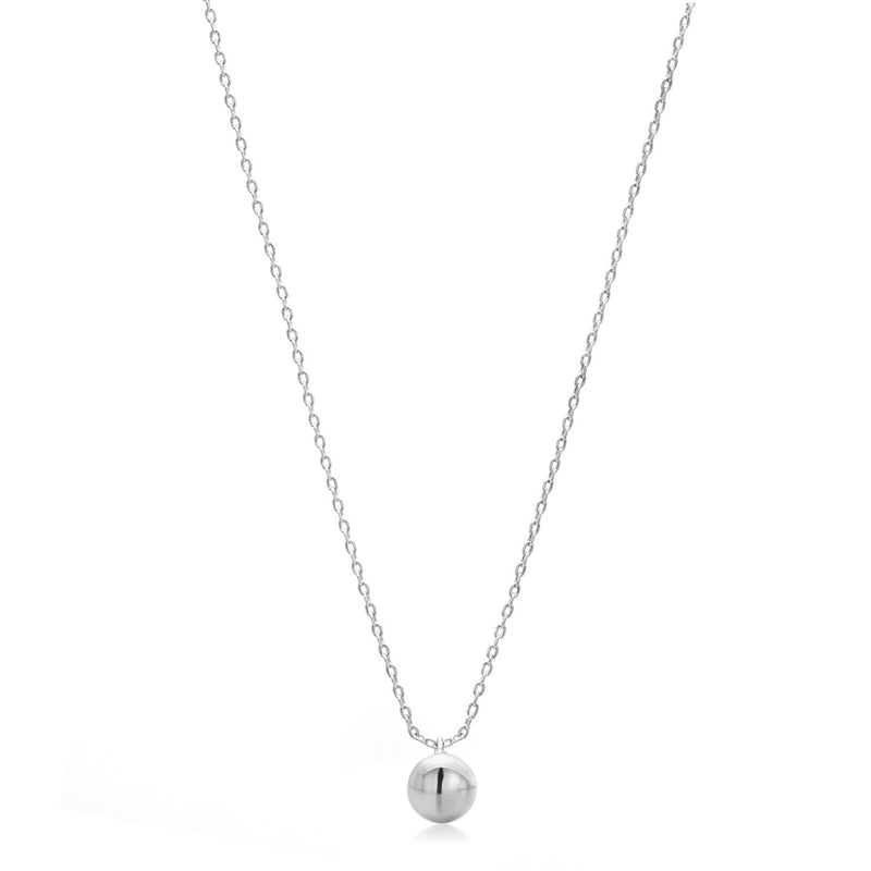 Rhodium Small Round Pendant Adjustable Length Short Chain Necklace