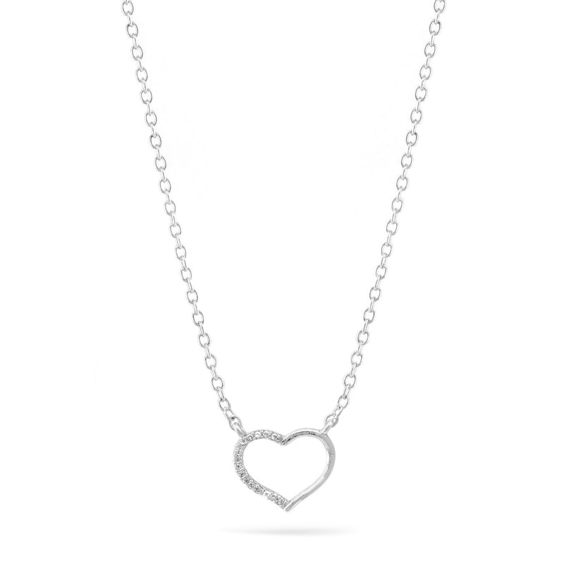 Silver Small Heart Crystal Pendant Adjustable Length Chain Necklace