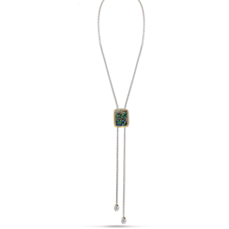 Premium Quality Two Tone Abalone Pendant Tassel Necklace