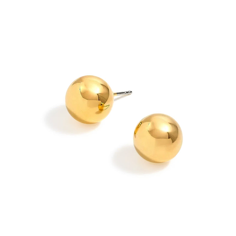 Gold Round 16 Mm Stud Earrings