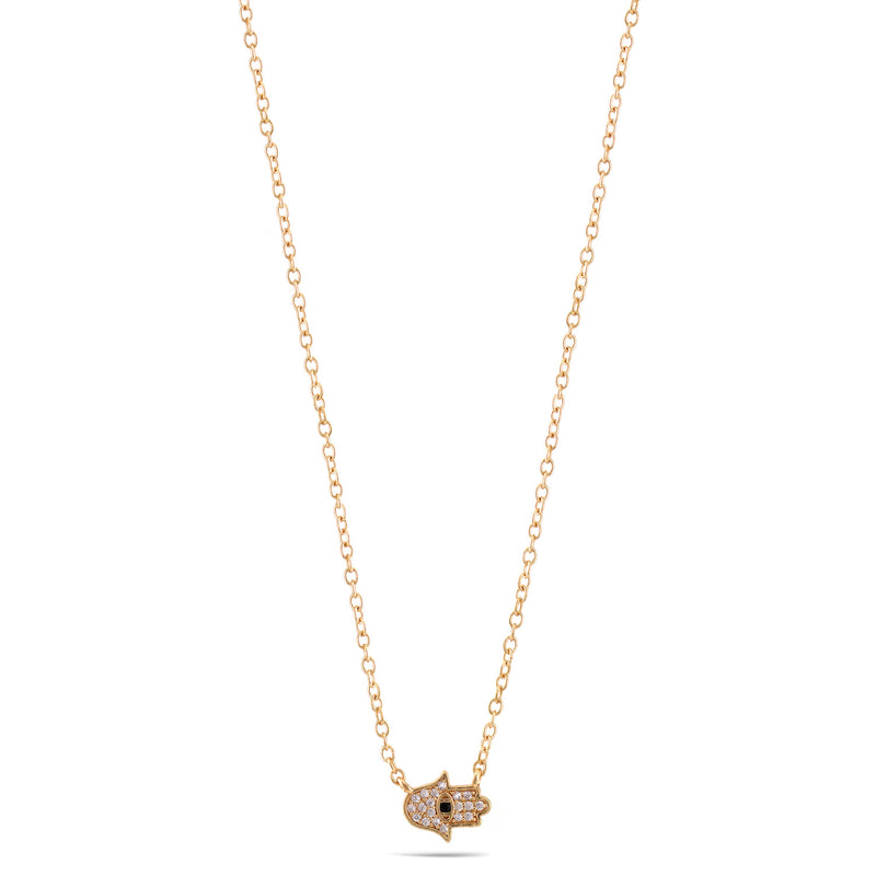 Gold Hamsa Hand Small Pendant Adjustable Length Chain Necklace