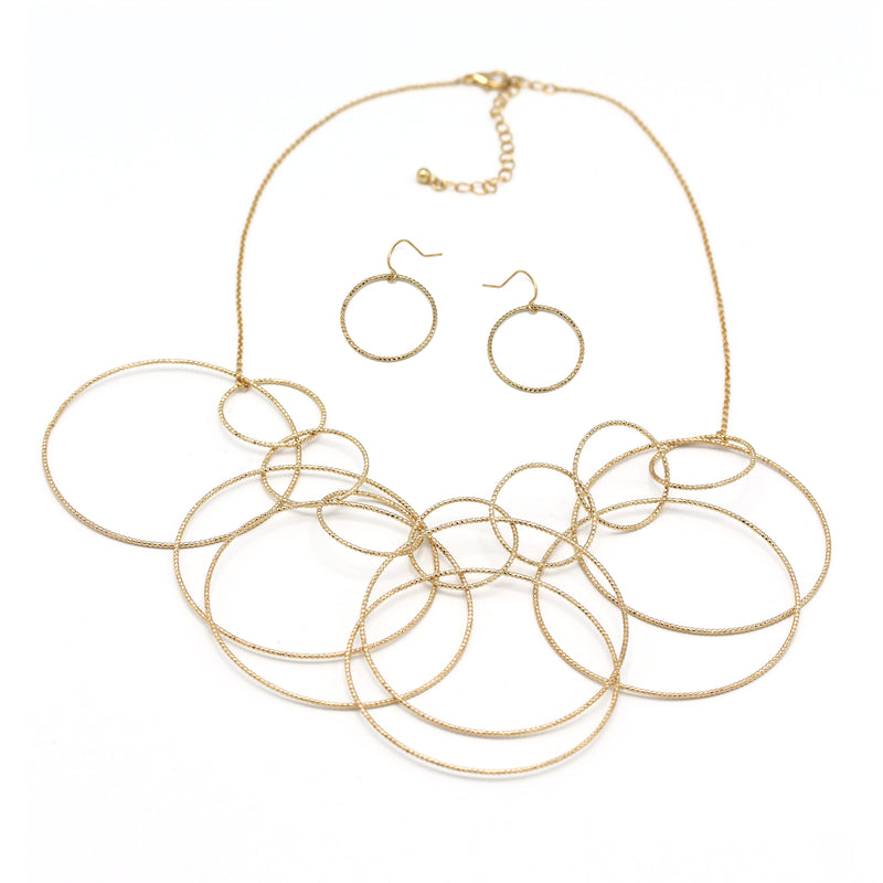 GOLD INTER LOCK ROUND NECKLACE AND EARRINGS SET