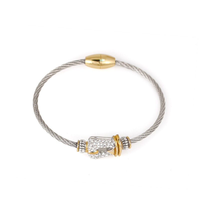 TWO TONE PAVE CRYSTAL CLASSIC CABLE BRACELET 93087BR-TTP