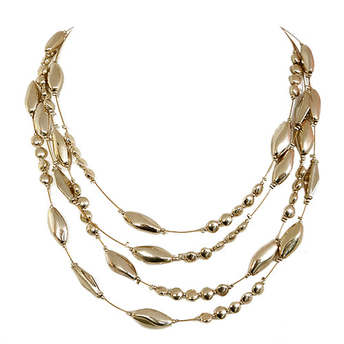 Gold Metal Bead Illusion Necklace