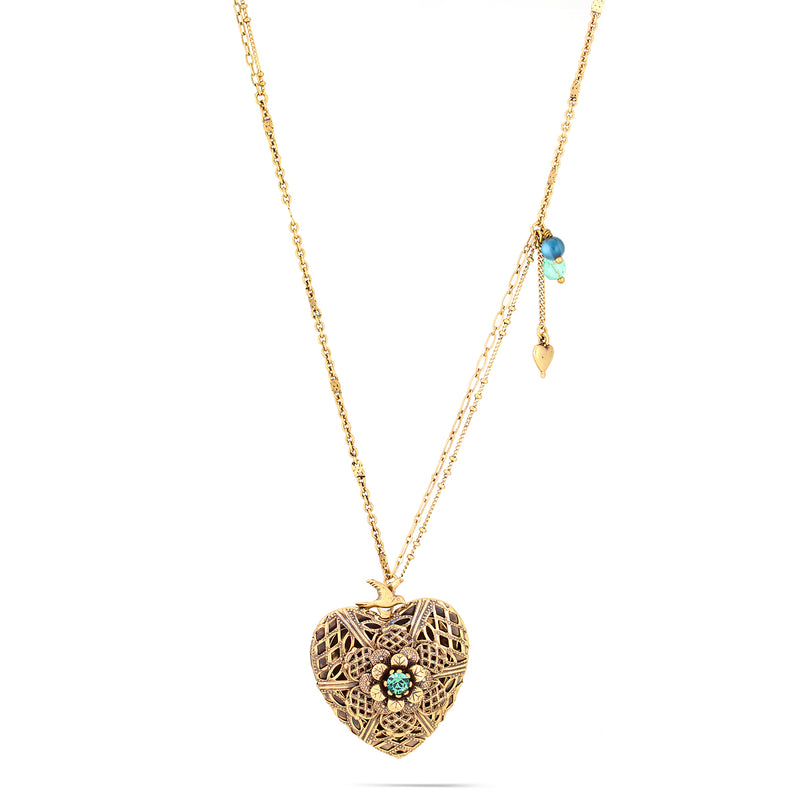 Gold-Tone Metal Heart Locket On A Longer Length Necklace