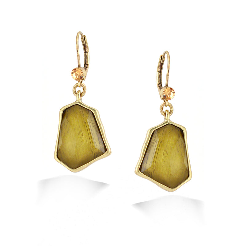 Gold-Tone Metal Gold Stone Drop Earrings