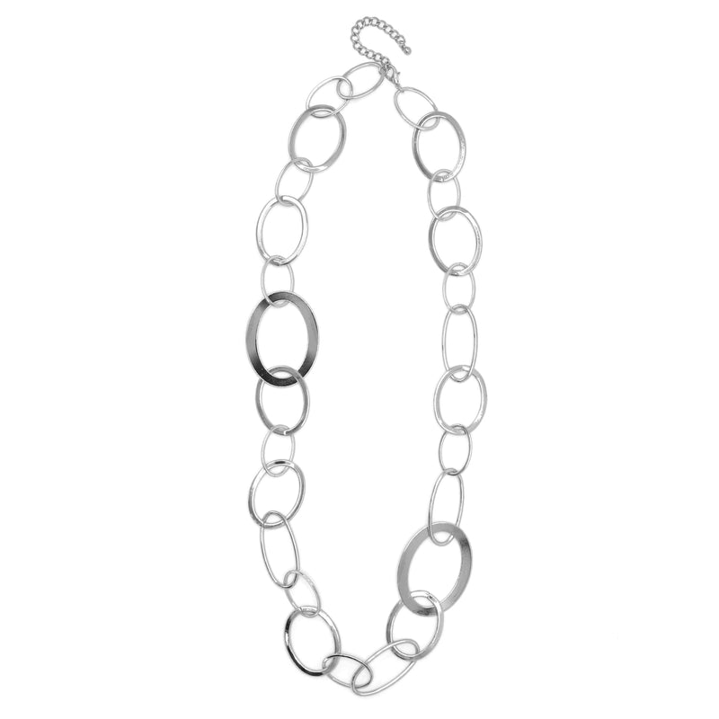 Rhodium Large Link Long Chain Necklace