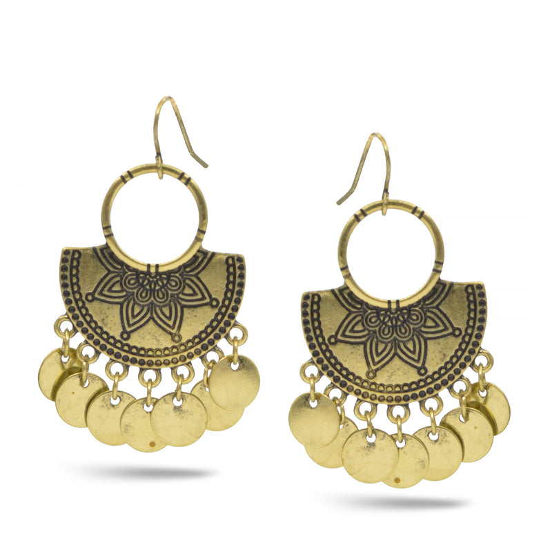 GOLD ROUND DISK EARRINGS
